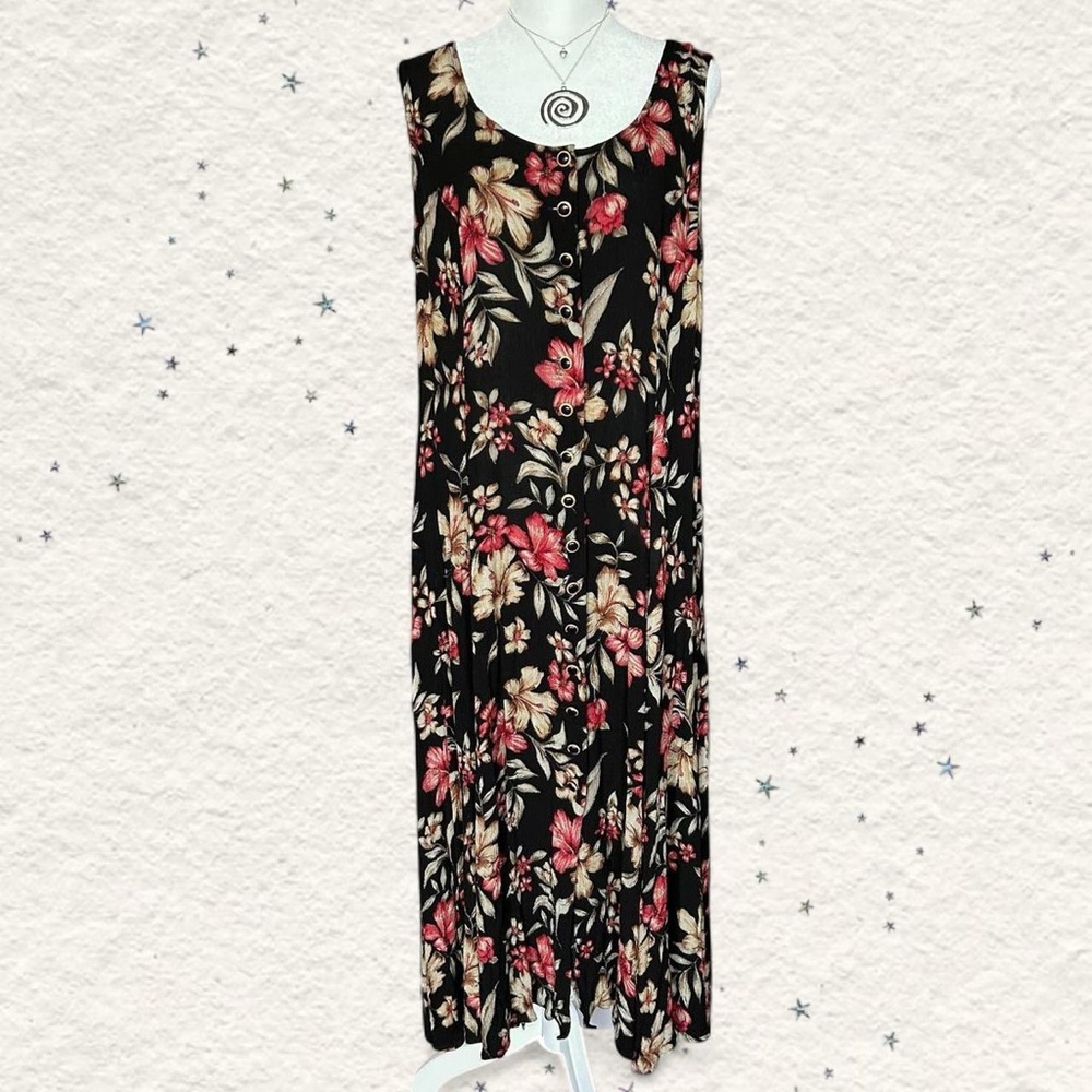 Betsy Lauren vintage earthy floral button front dress 12